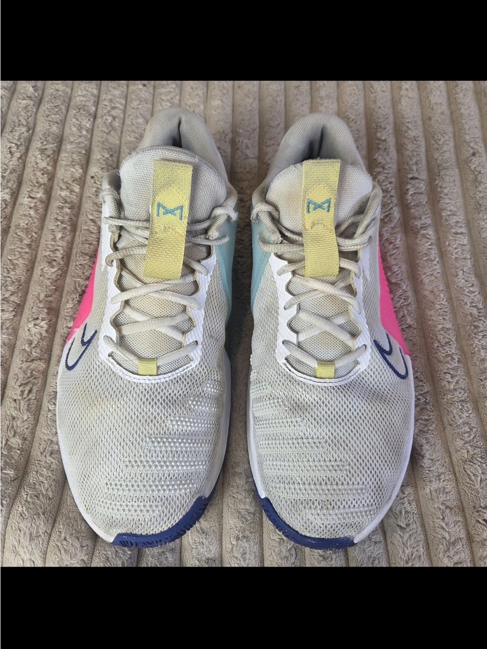 Nike Women's Training Shoes in Beige with Pink & Blue Accents - Picture 3 of 8